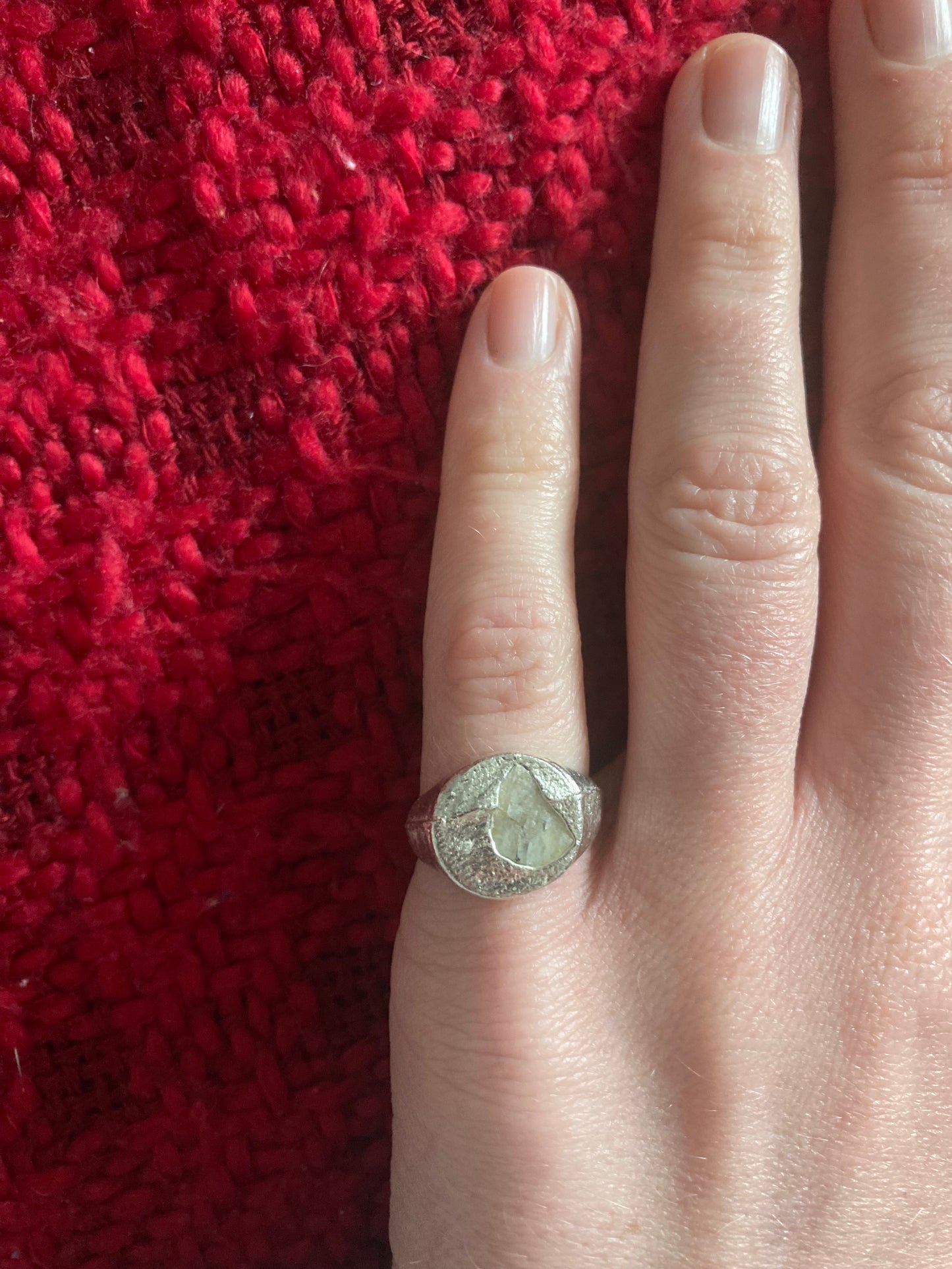 Avril Fine Recycled Silver Signet Ring - Size i (UK)